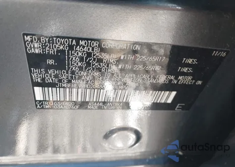 2017 Toyota Rav4 Le из США, поврежденный, VIN JTMBFREV9HD204865